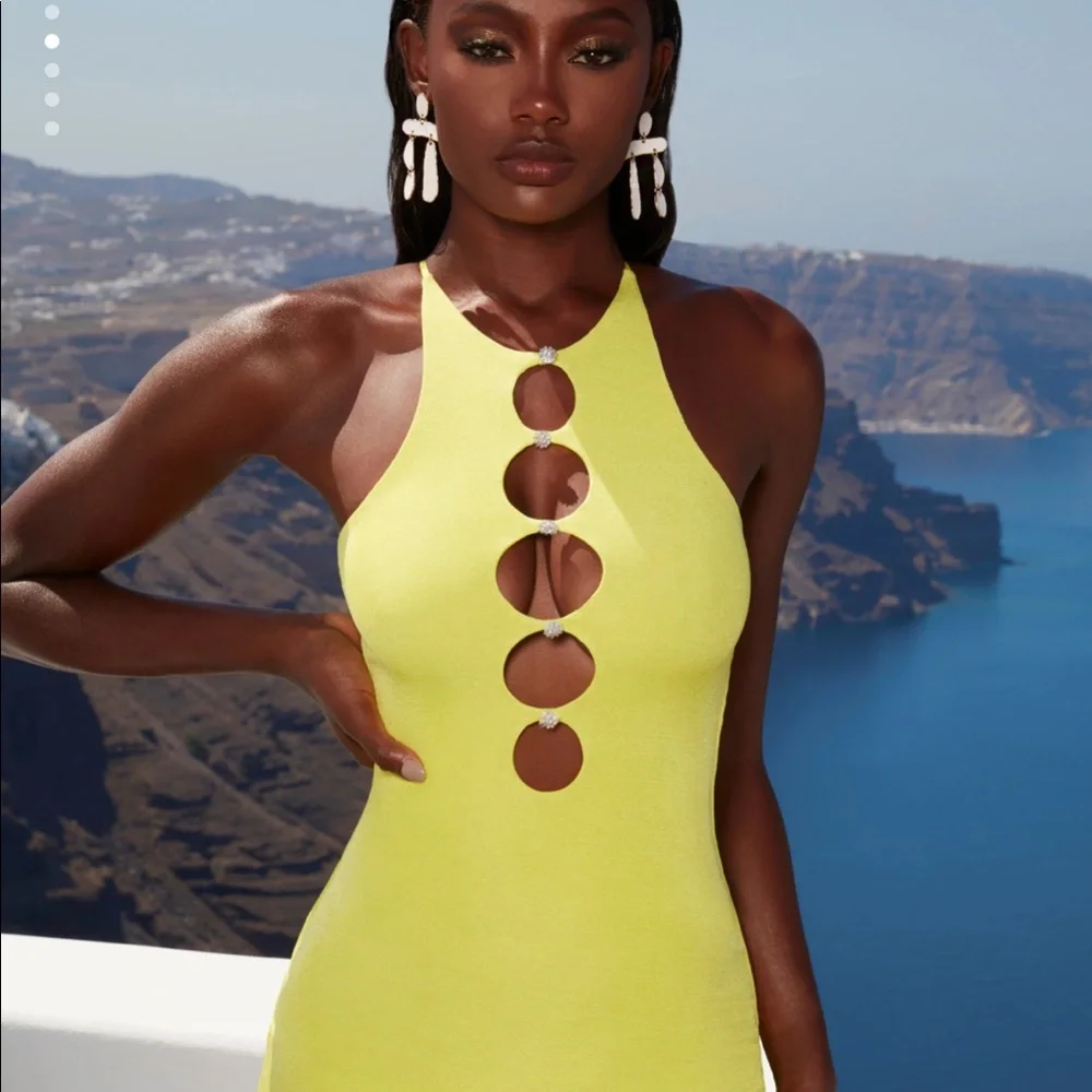Oh Polly Cut Out Bodycon Mini Dress 💛 Size 4 - Picture 7 of 8